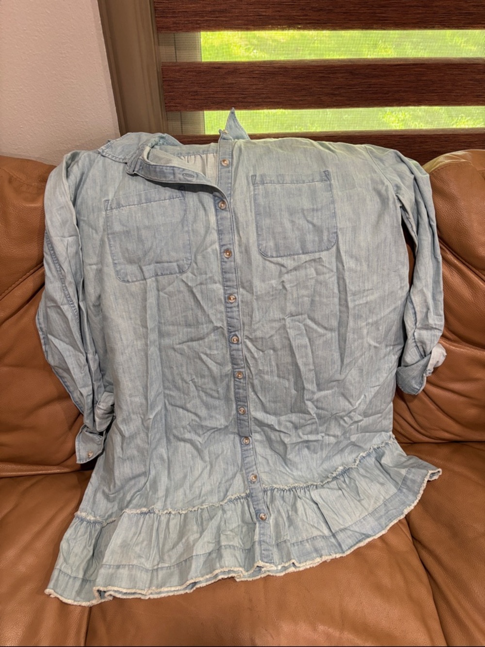 Wonderly Light Blue Chambray Button-Up Tunic